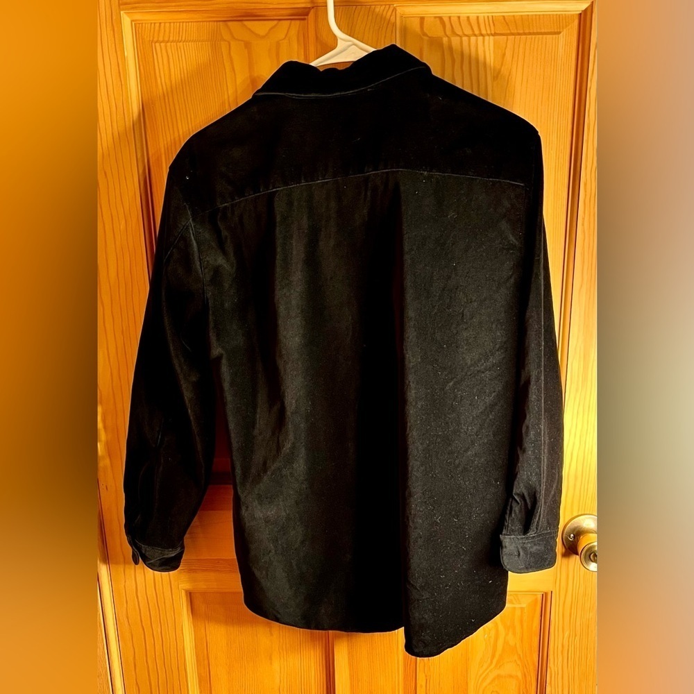 L.L. Bean Women's SZ Medium Black Velvet Button Up Blouse Goth Witchy Gorpcore